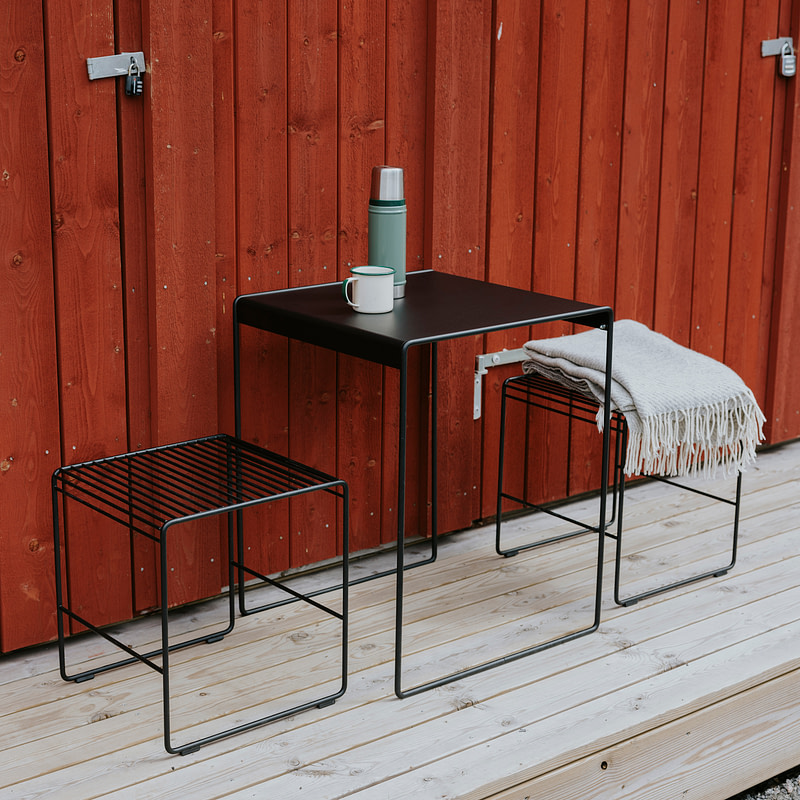 Caféset svart stål