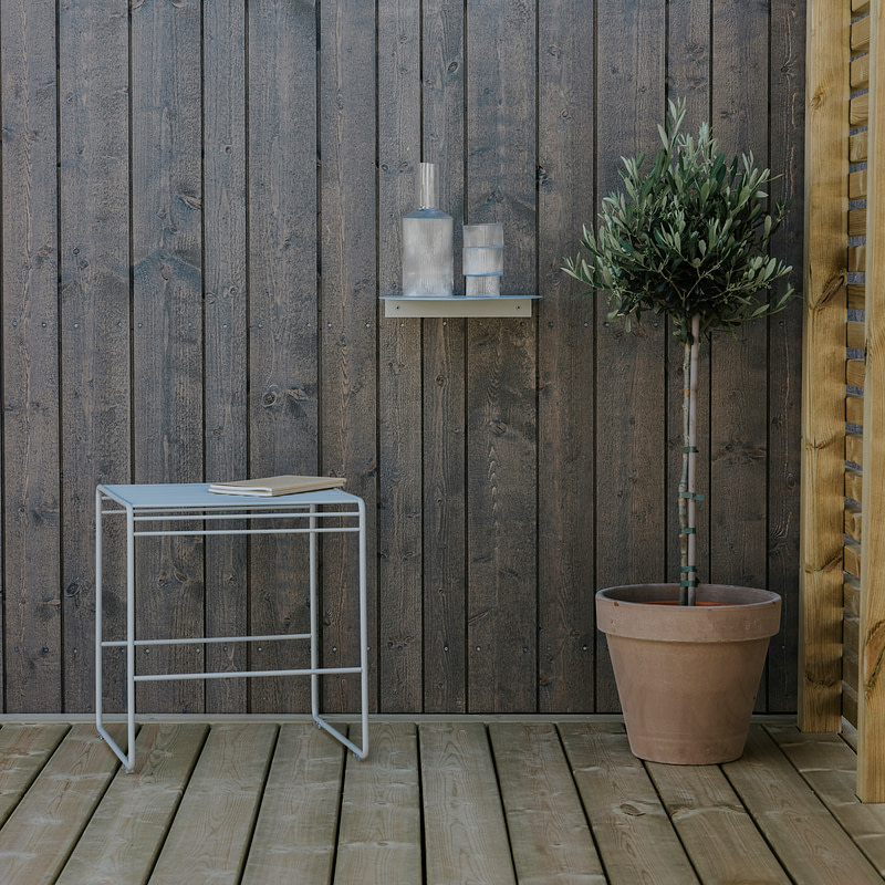 Pall/bord sandgrå stål